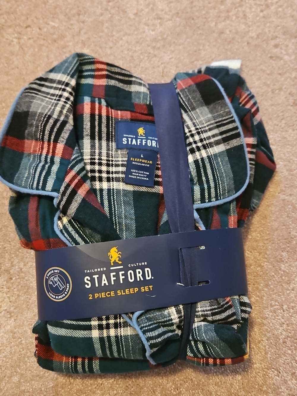 Men's 2 Piece Stafford Sleep Set Sz L NWT